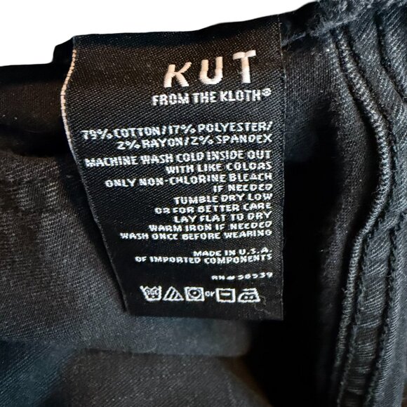 Kut From The Kloth Reese Ankle Straight Leg Black Jeans Raw Hem Size 6 Women's - Picture 11 of 12